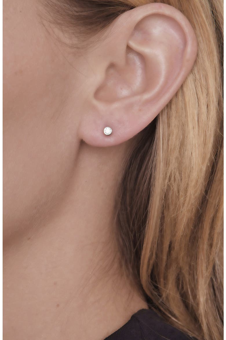 14K Gold Bezel Diamond Stud Earrings - 0.10 ctw. (Nordstrom Exclusive), Alternate, color, 14K WHITE GOLD