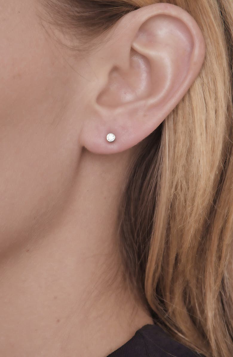 Bony Levy 14K Gold Bezel Diamond Stud Earrings - 0.15 ctw., Alternate, color, 14K White Gold