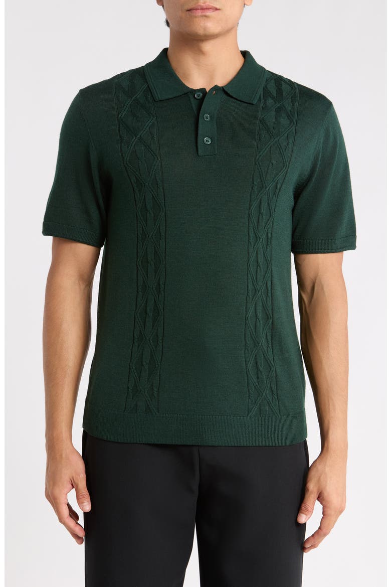 Wool Blend Polo, Main, color, PINE GREEN