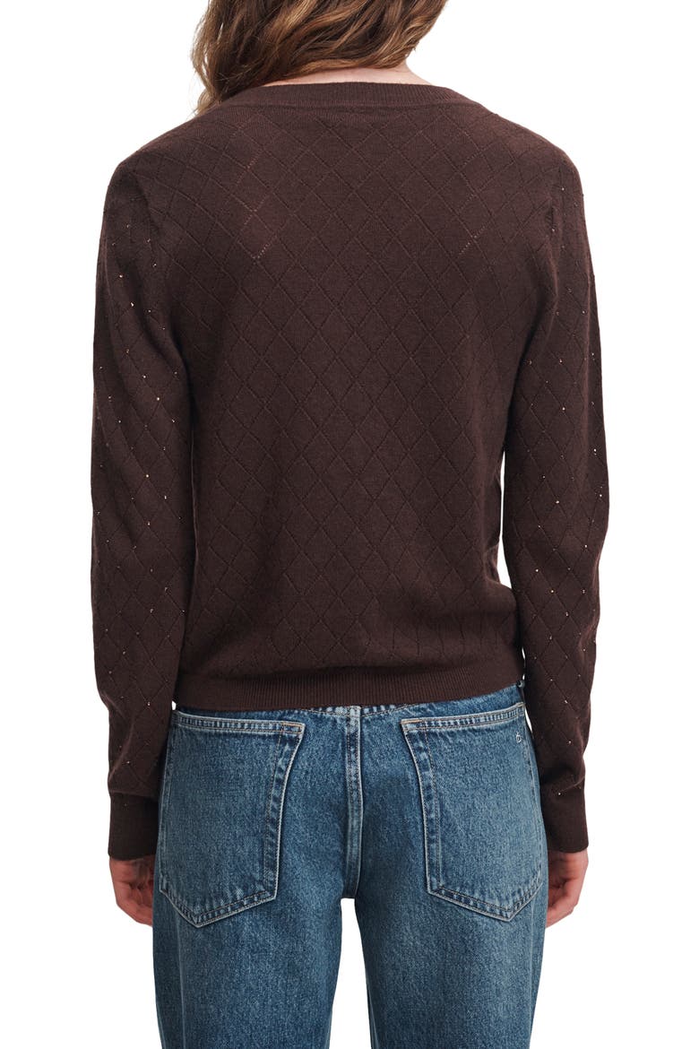 Archie Embellished Cotton & Cashmere Cardigan, Alternate, color, DARK BROWN