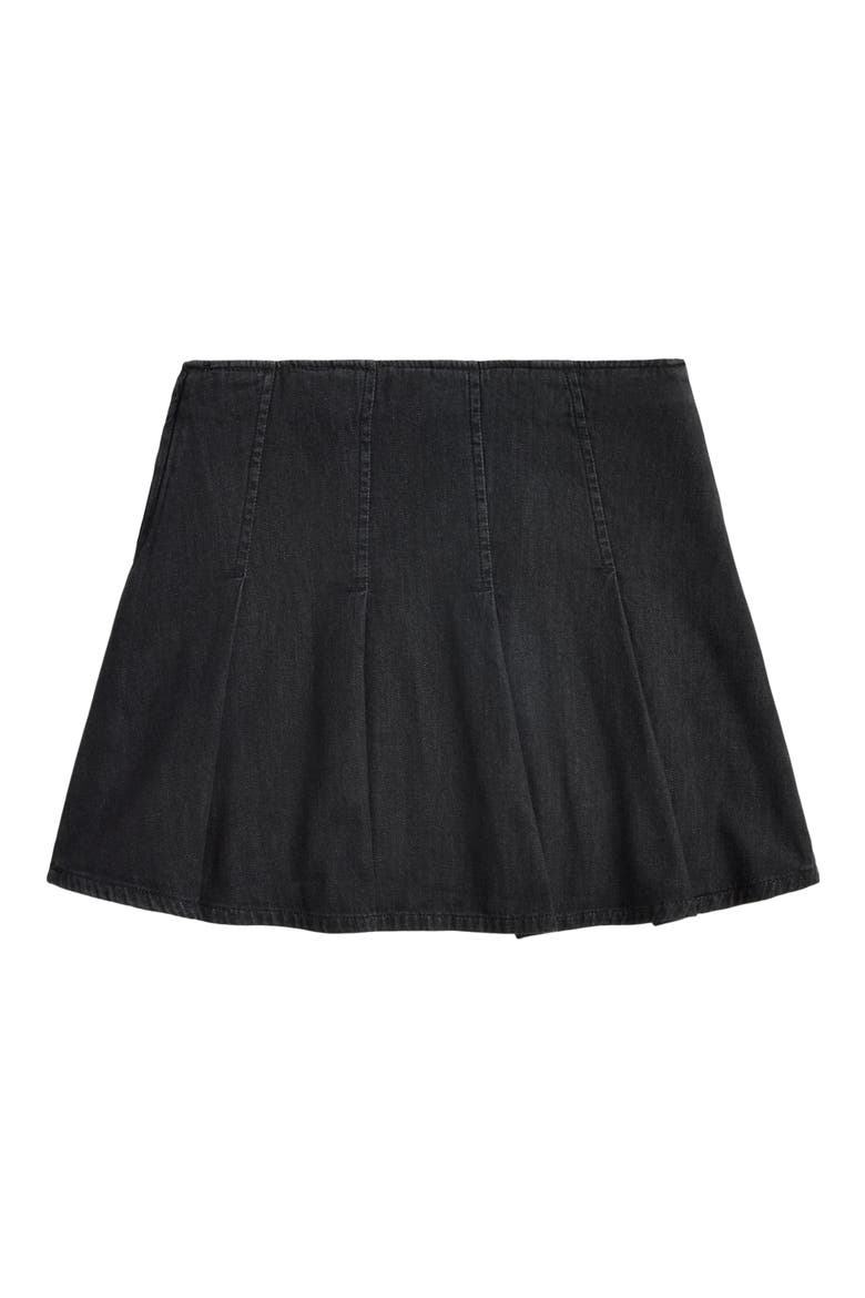 Kids' Pleated Denim Skirt, Alternate, color, BLACK