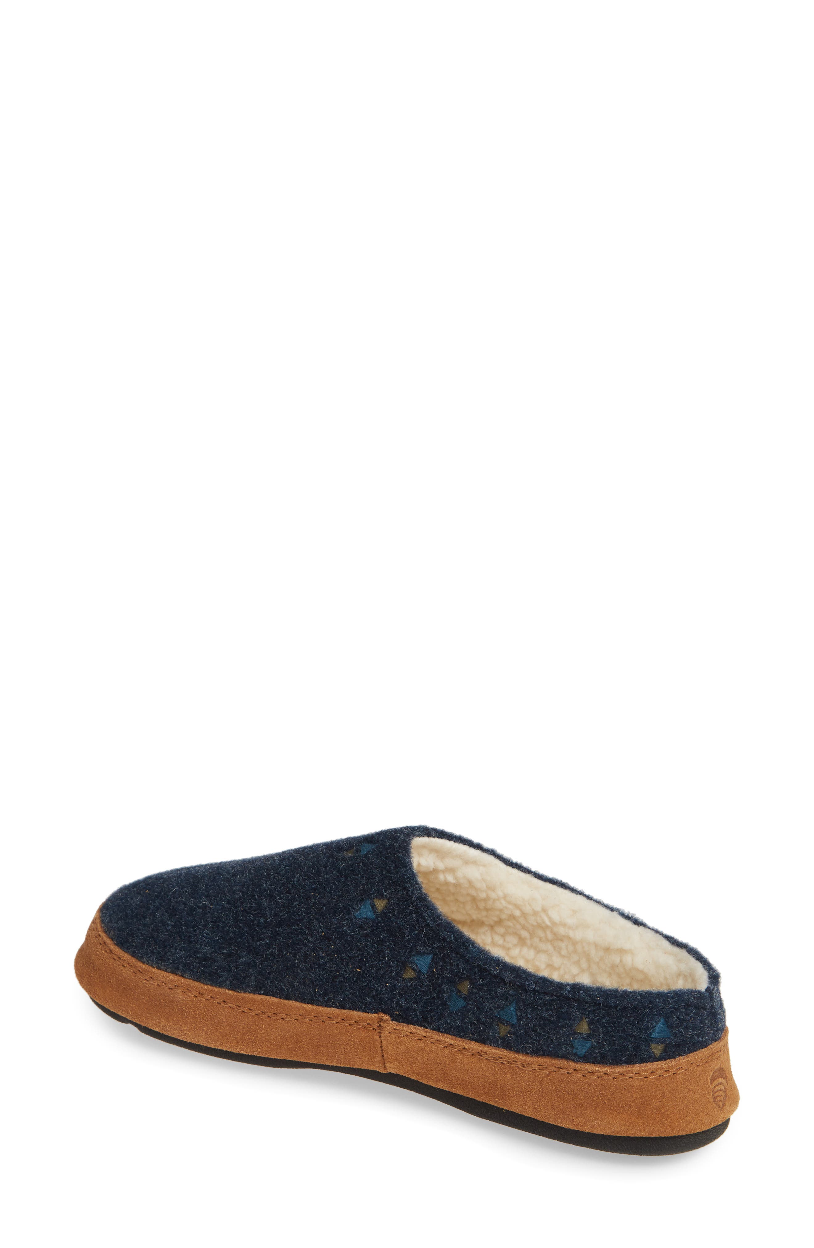 Geo Embroidered Hoodback Slipper, Alternate, color, NAVY BLUE WOOL