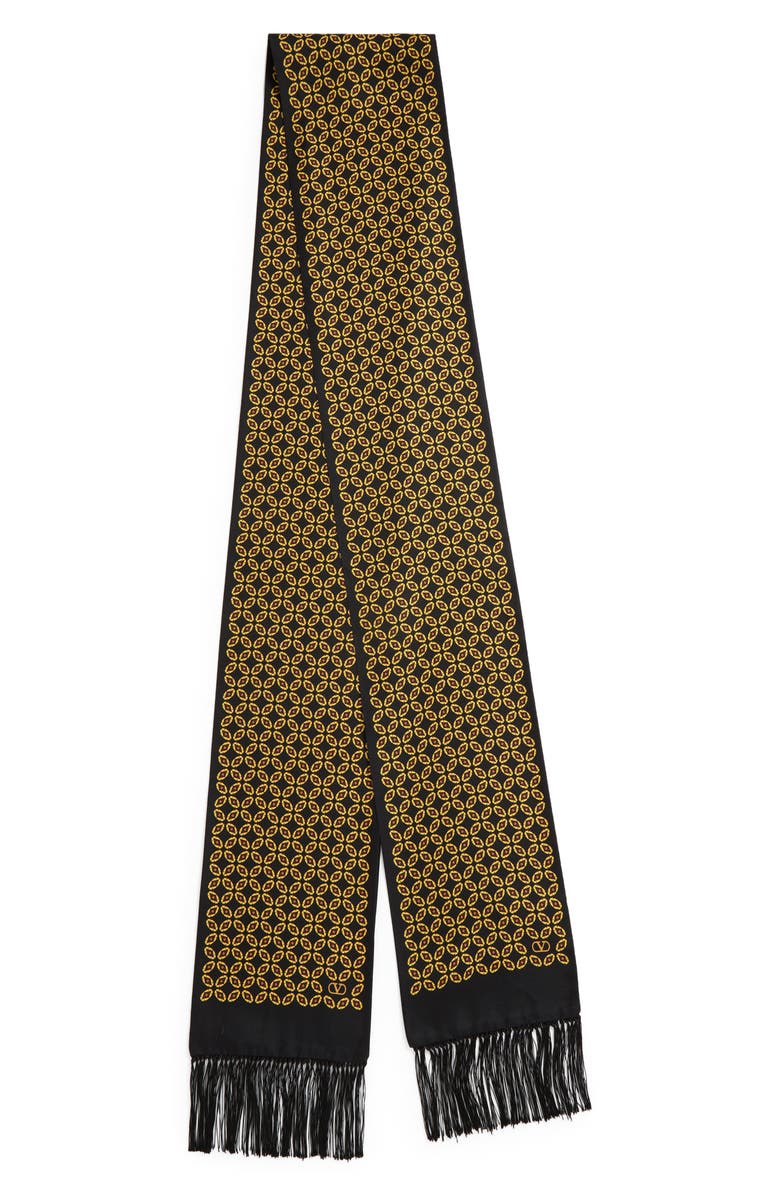 Valentino Garavani Chamber Silk Bandeau Scarf with Fringe, Alternate, color, Black Multi