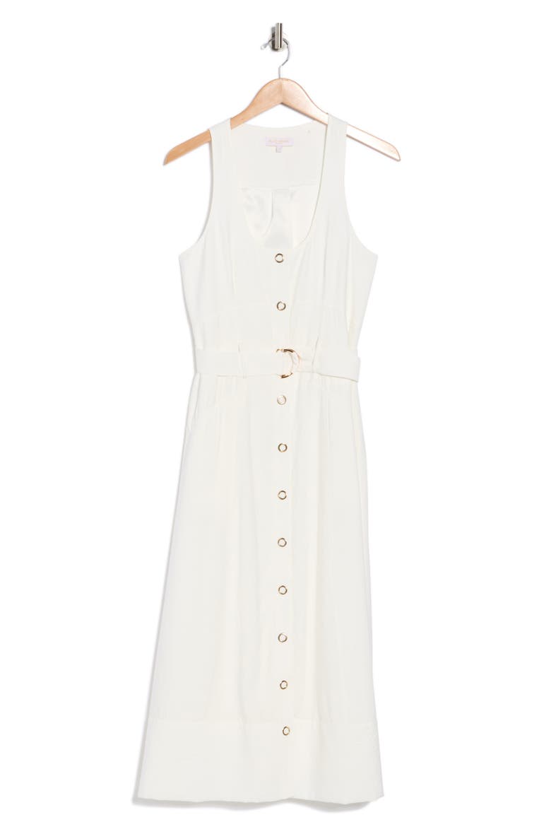 Nomi Belted Sleeveless Midi Dress, Alternate, color, IVORY
