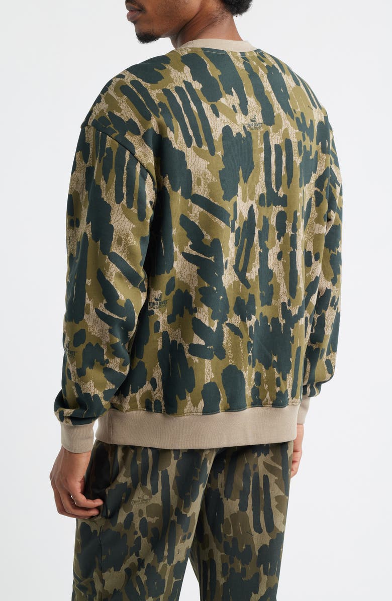 Malbon Golf Range Tour Divot Camo Cotton Sweatshirt, Alternate, color, Bark Camo