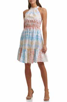 Kensie Tie Dye Sleeveless Cotton Fit & Flare Dress