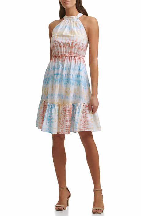 Kensie Tie Dye Sleeveless Cotton Fit & Flare Dress