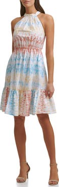 Kensie Tie Dye Sleeveless Cotton Fit & Flare Dress