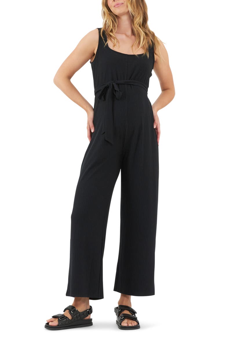 Ripe Maternity Bobby Rib Jumpsuit, Main, color, Black