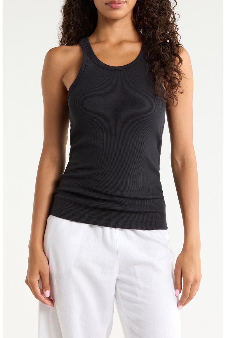 Surfside Stretch Organic Cotton Rib Tank, Main, color, BLACK