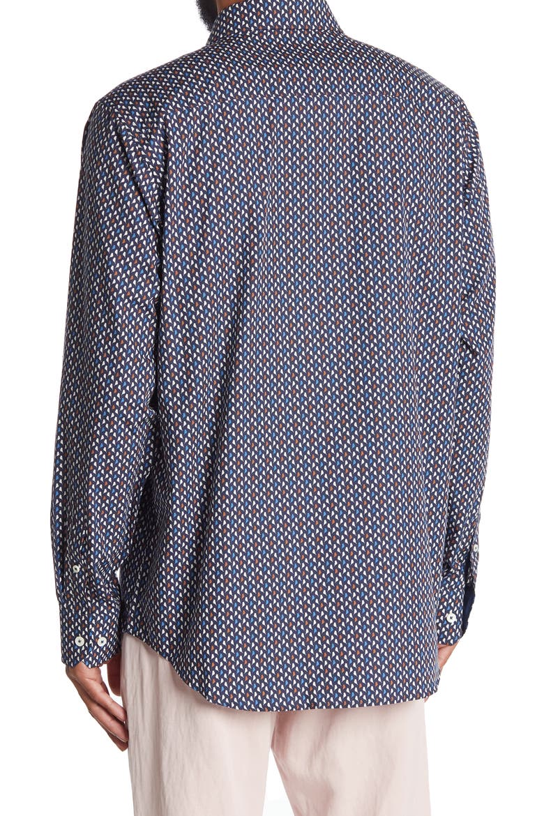 Long Sleeve Print Woven Shaped Fit Shirt, Alternate, color, MIDNIGHT