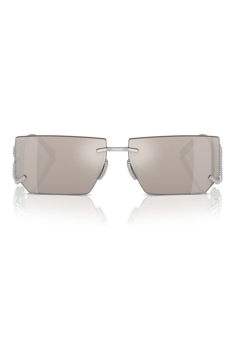 60mm Rectangular Sunglasses, Main, color, SILVER / CLEAR MIRROR PLATINUM