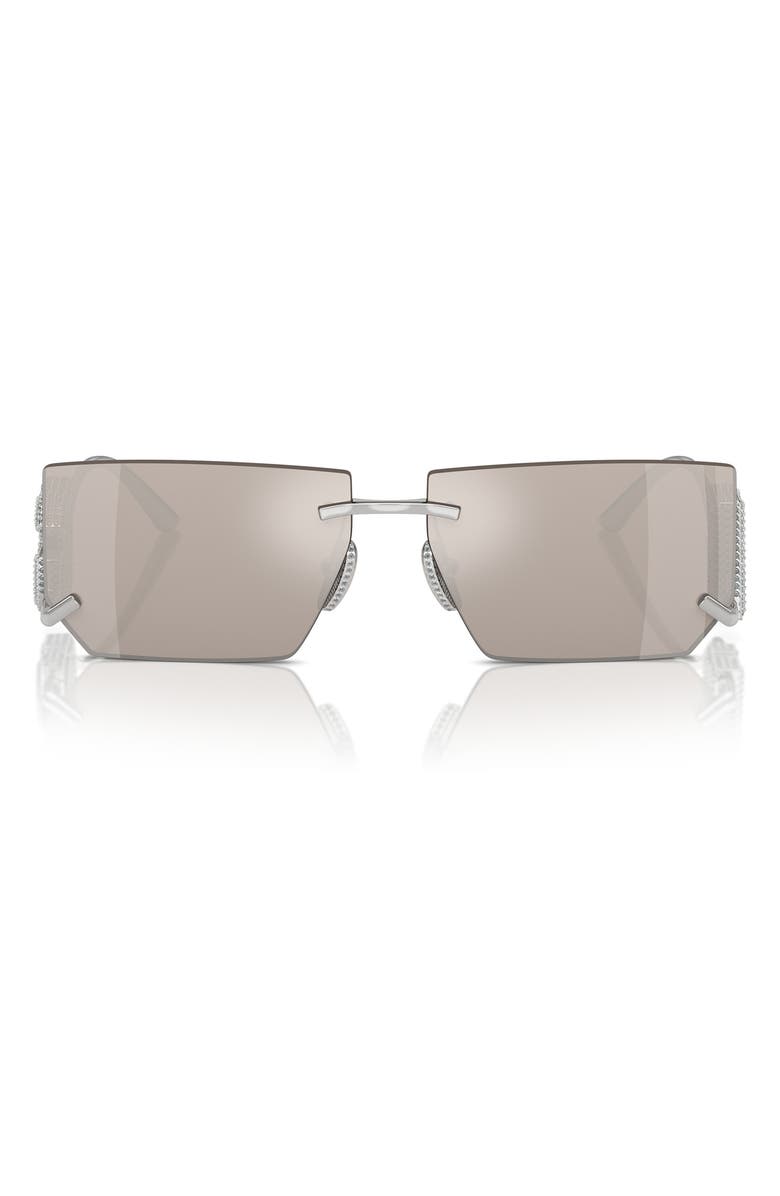 Dolce&Gabbana 60mm Rectangular Sunglasses, Main, color, Silver / Clear Mirror Platinum