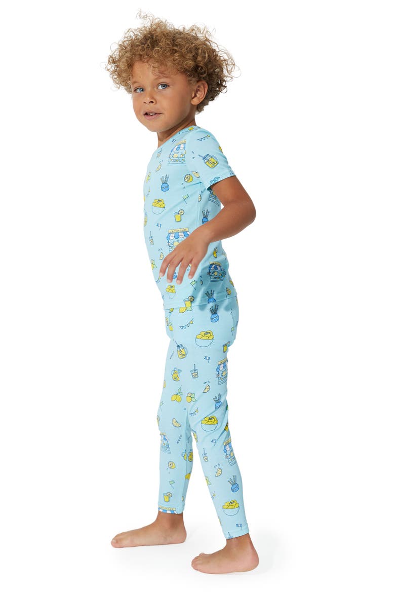 Kids' Blue Lemonade Fitted Two-Piece Pajamas, Alternate, color, LEMONADE BLUE