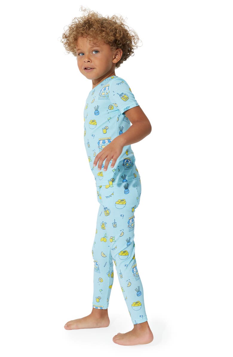 Bellabu Bear Kids' Blue Lemonade Fitted Two-Piece Pajamas, Alternate, color, 
