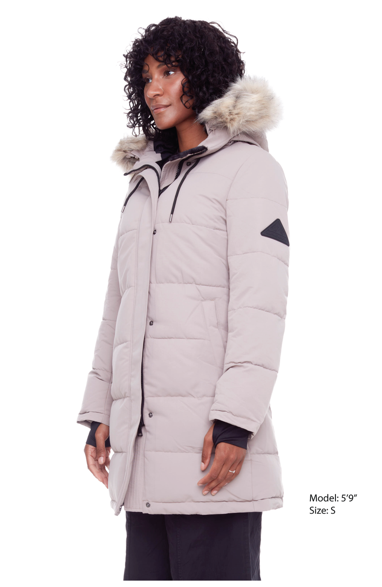 Alpine North AULAVIK - Vegan Down Mid-length Hooded Parka Coat, Alternate, color, Light Taupe