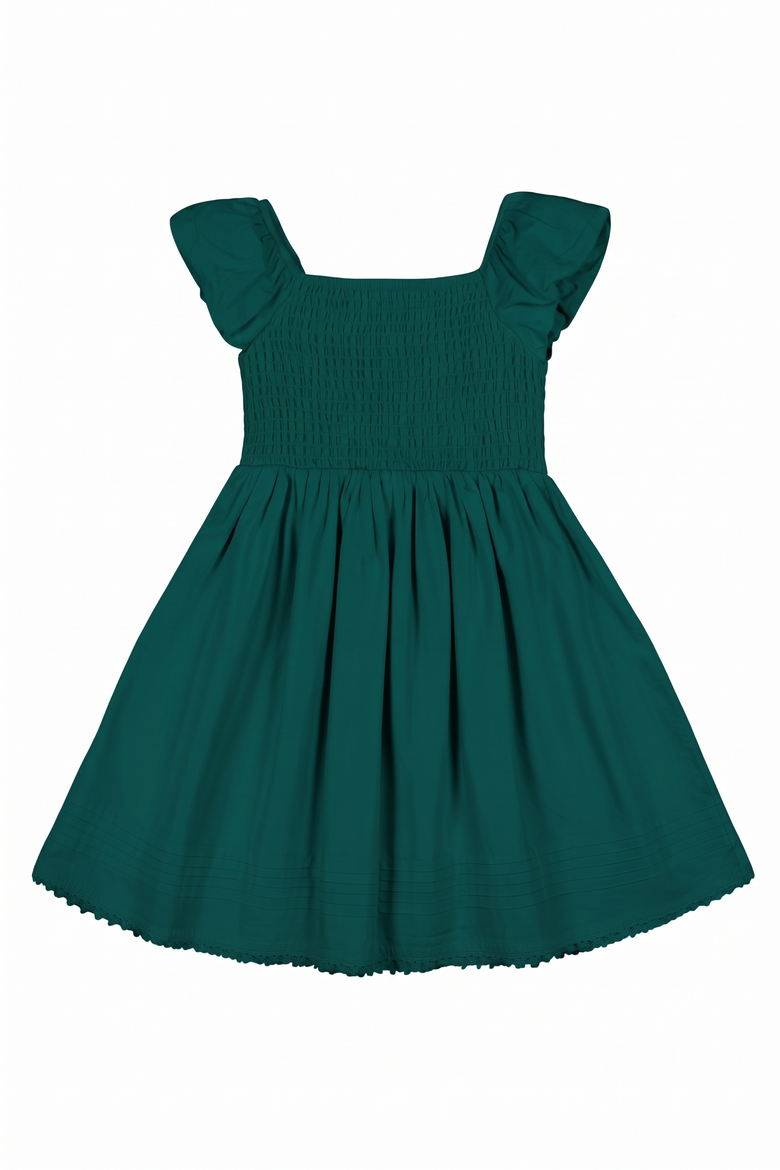 Kids' Organic Sateen Flower Girl Dress, Main, color, Deep Green