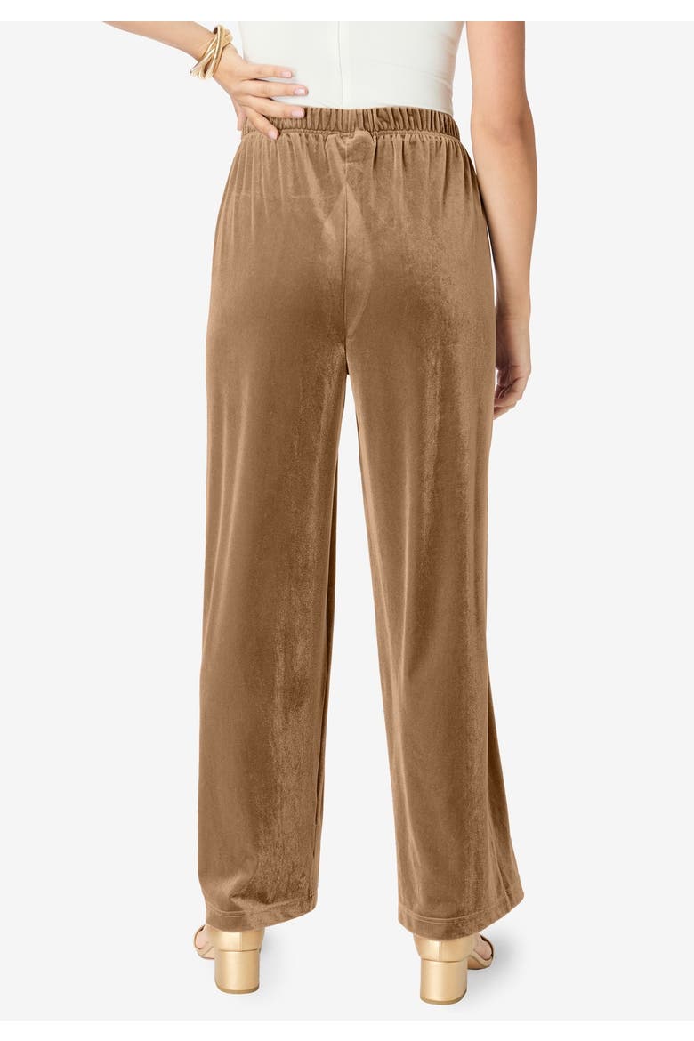 Wide Leg Velour Pant, Alternate, color, ALMOND BROWN