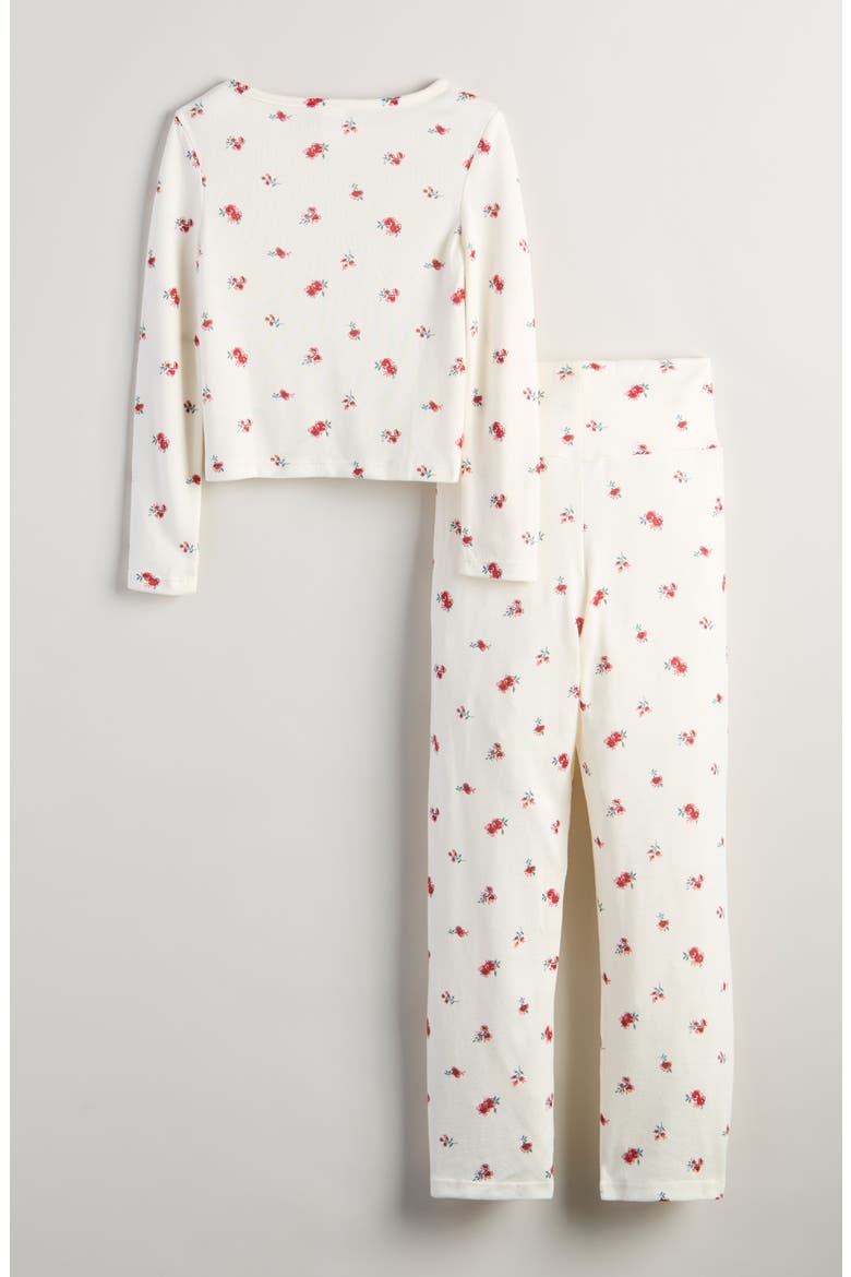 Kids' Brushed Jersey Pajamas, Alternate, color, IVORY LOVELY ROSEBUD DITSY