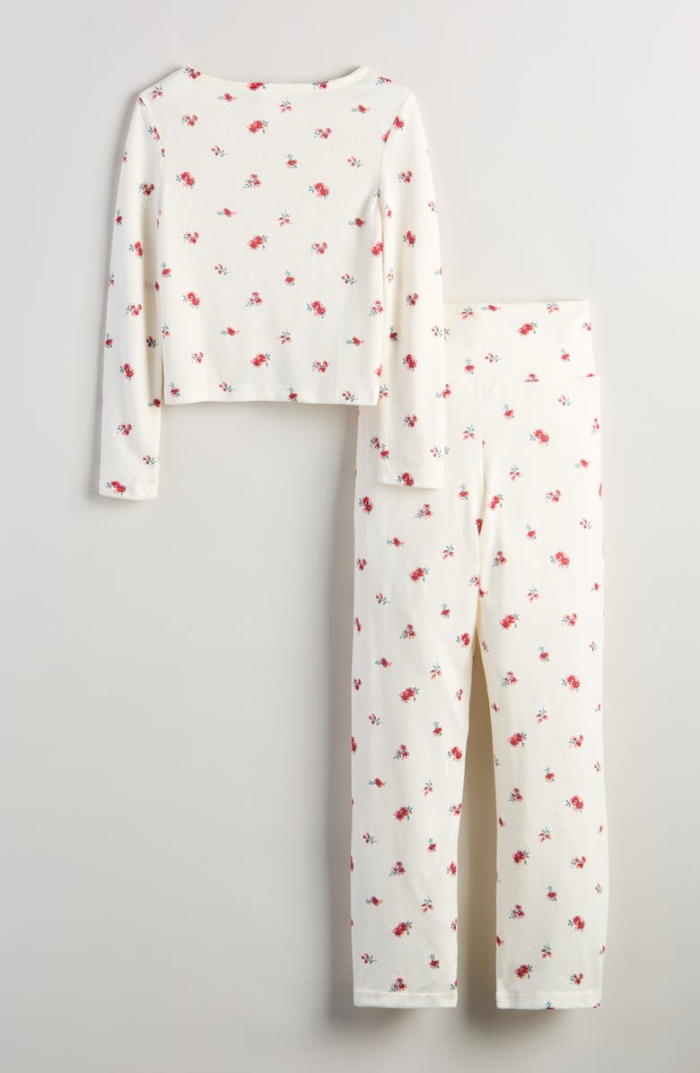 Nordstrom Kids' Brushed Jersey Pajamas, Alternate, color, Ivory Lovely Rosebud Ditsy