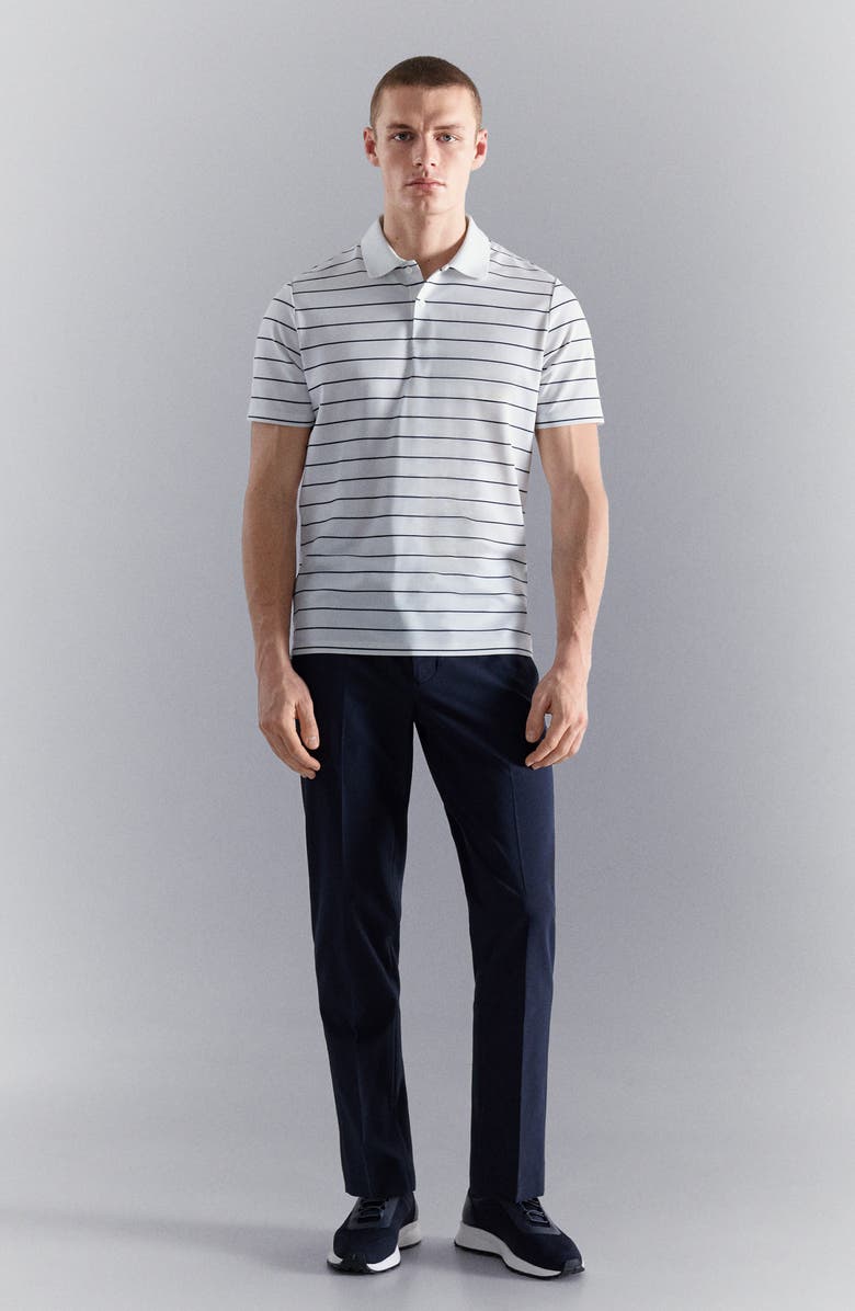 MANGO Slim Fit Stripe CoolMax<sup>®</sup> Piqué Polo, Alternate, color, White