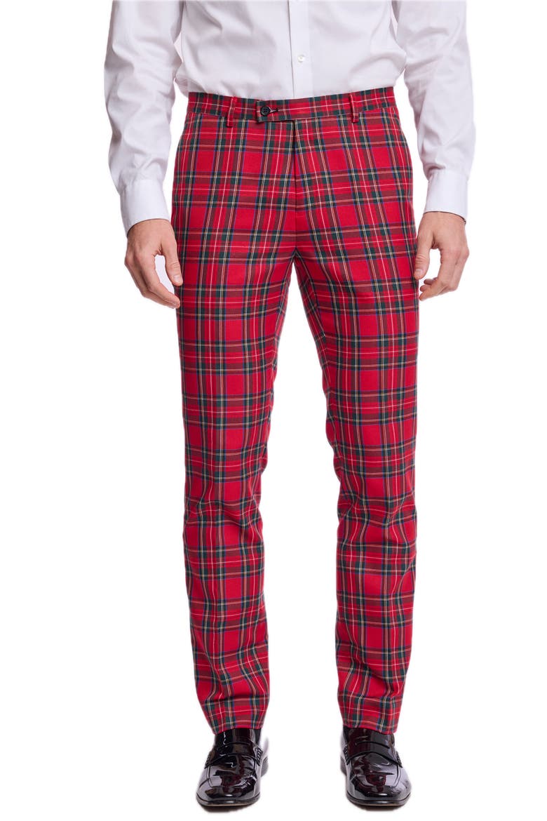 Sloane Tartan Slim Fit Trousers, Main, color, RED ROYAL TARTAN