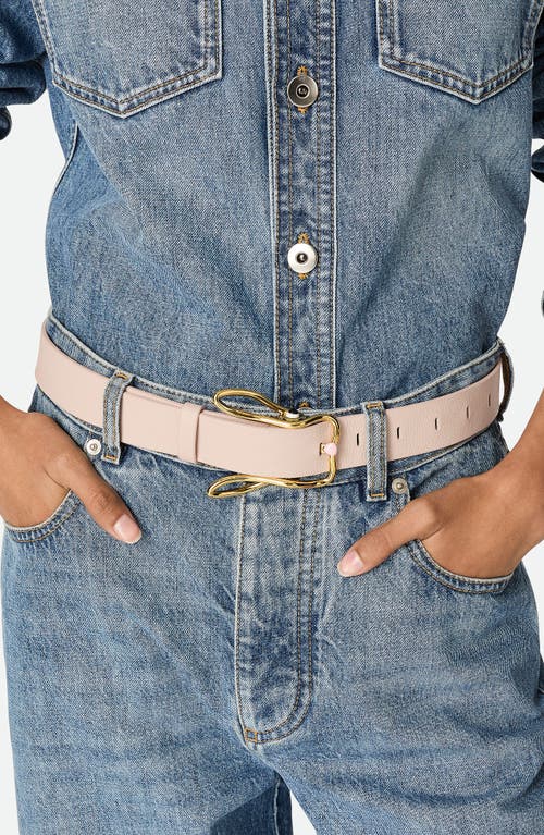 Bottega Veneta Rabbit Buckle Leather Belt In 6817 Cameo-muse Brass