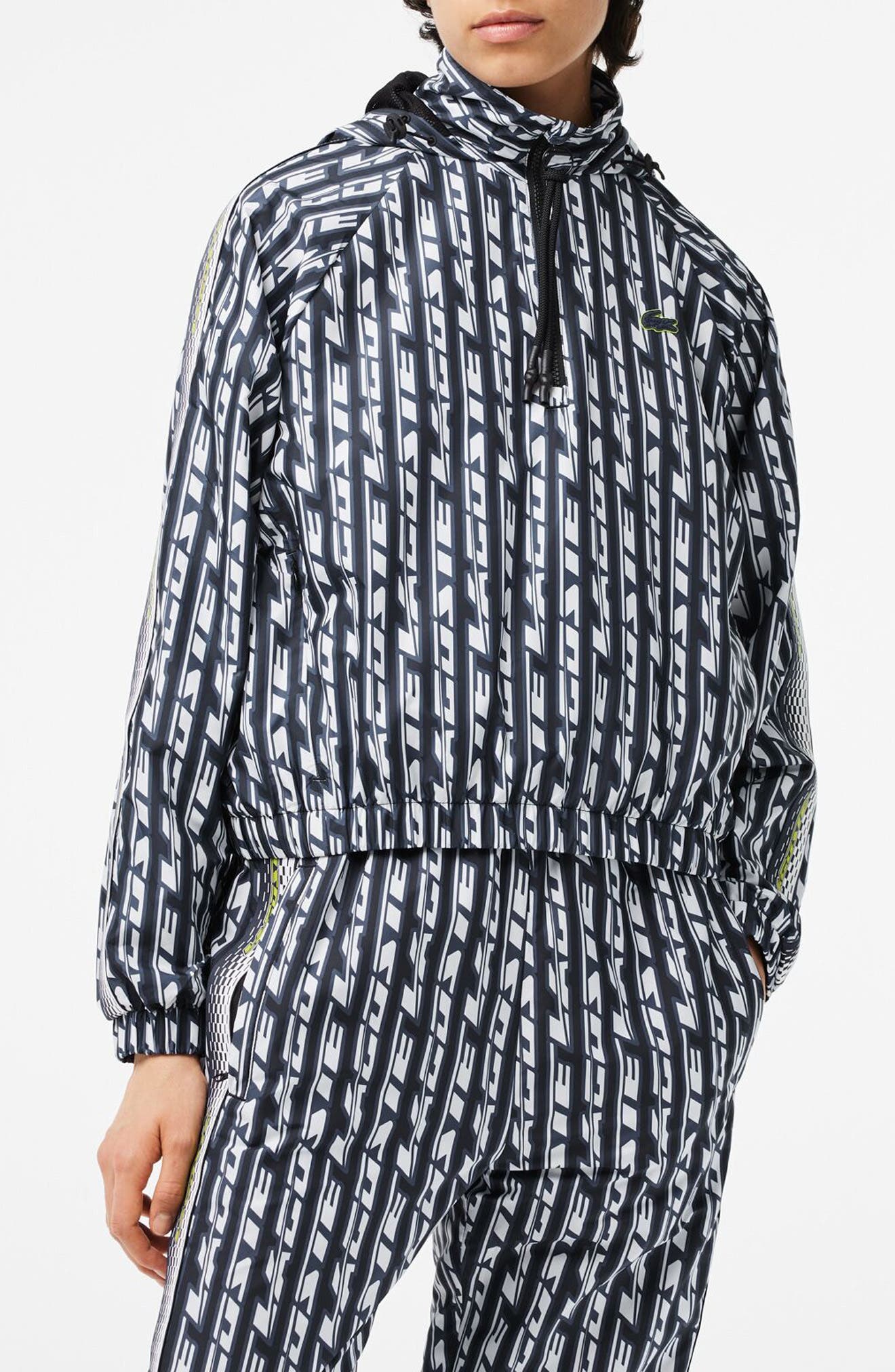 Lacoste Logo Print Half Zip Windbreaker
