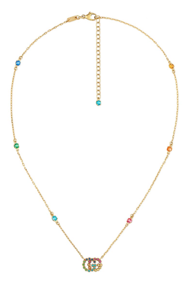 Running-G Semiprecious Stone Pendant Necklace, Main, color, YELLOW GOLD