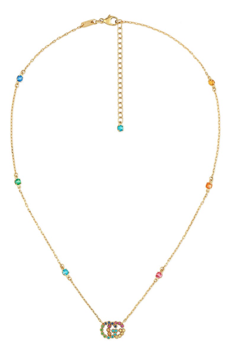 Gucci Running-G Semiprecious Stone Pendant Necklace, Main, color, 