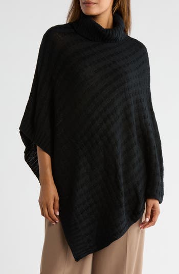 Nanette Lepore Basketweave Asymmetric Poncho In Black