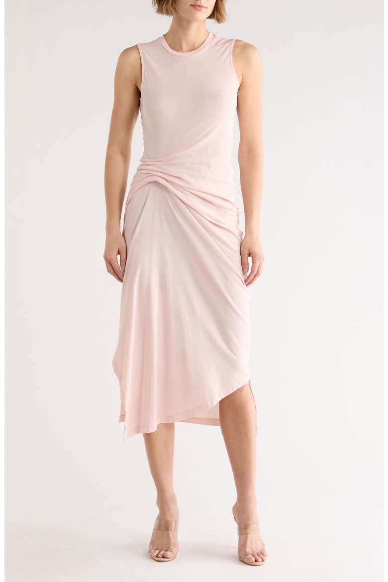 Rivi Draped Midi Dress, Main, color, MAUVE CHALK PINK