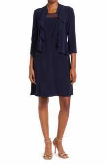 Nina Leonard 2-Piece Ruffle Bolero & Sleeveless Dress