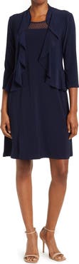 Nina Leonard 2-Piece Ruffle Bolero & Sleeveless Dress