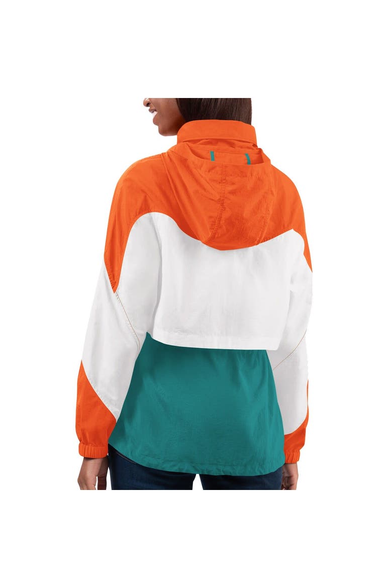 Women's G-III 4Her by Carl Banks Aqua/Orange Miami Dolphins Tie Breaker Lightweight Quarter-Zip Jacket, Alternate, color, Aqua