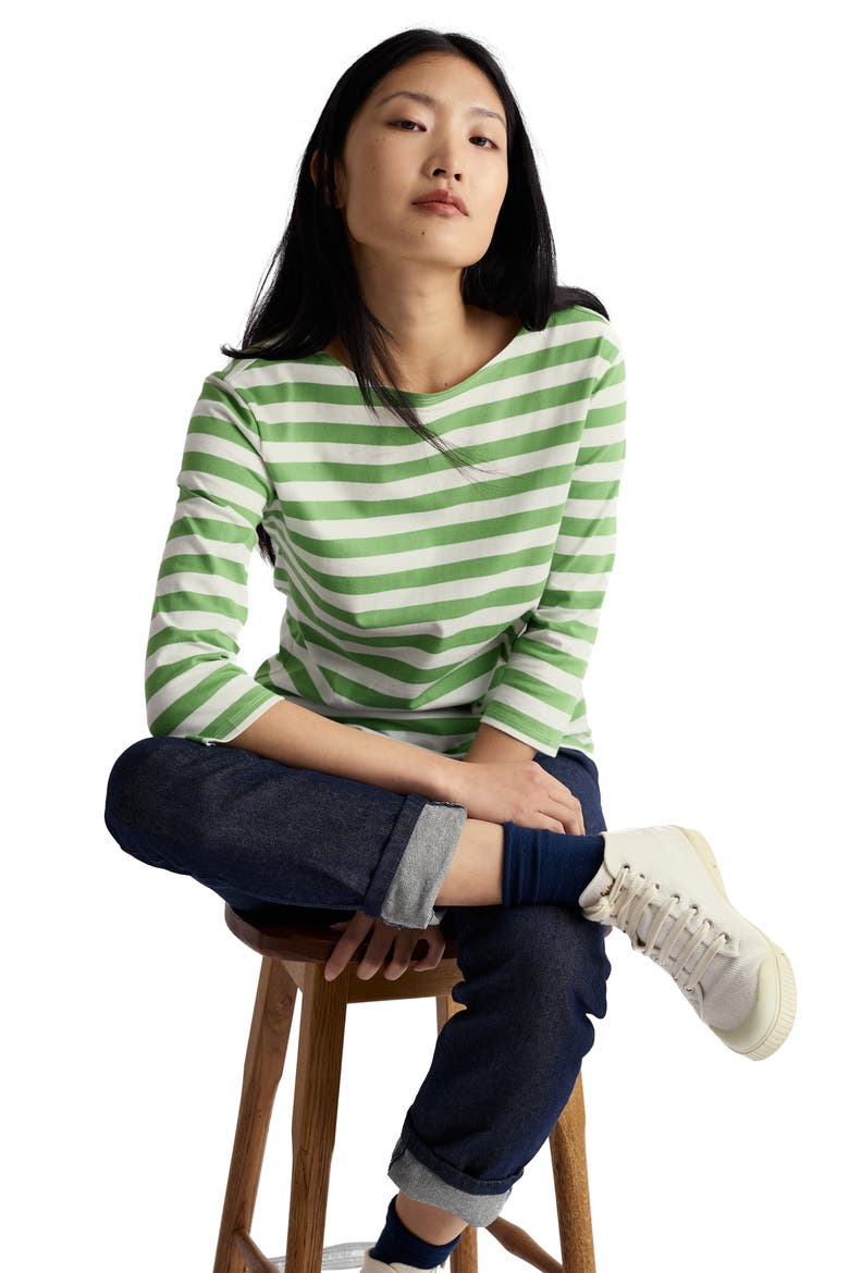 Sailor Stripe Organic Cotton Top, Alternate, color, SCALLION CLOVER LEAF