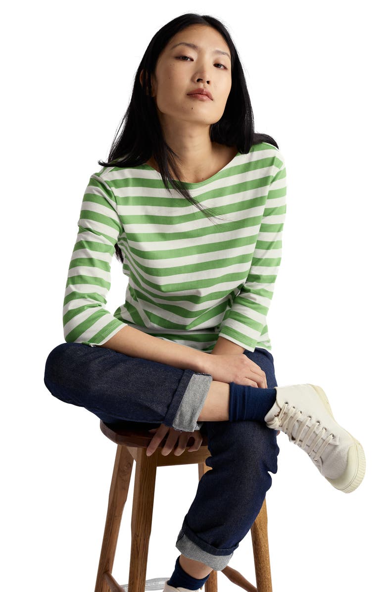 Seasalt Cornwall Sailor Stripe Organic Cotton Top, Alternate, color, Scallion Clover Leaf