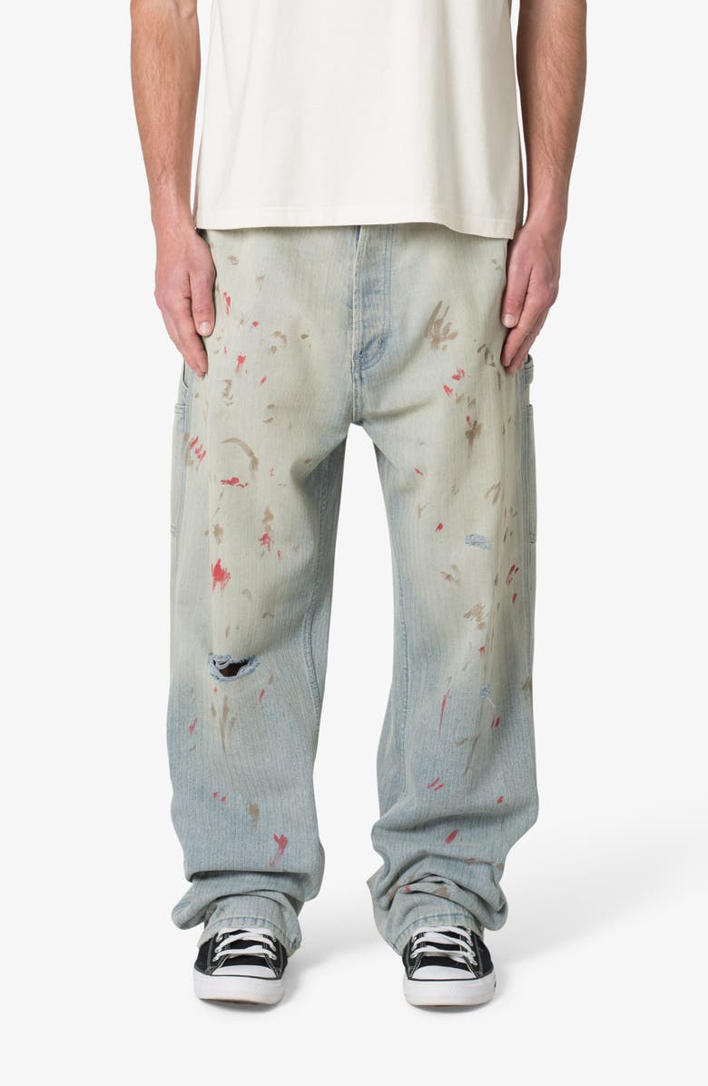 mnml Ultra Baggy Paint Distressed Jeans, Main, color, Vintage Blue