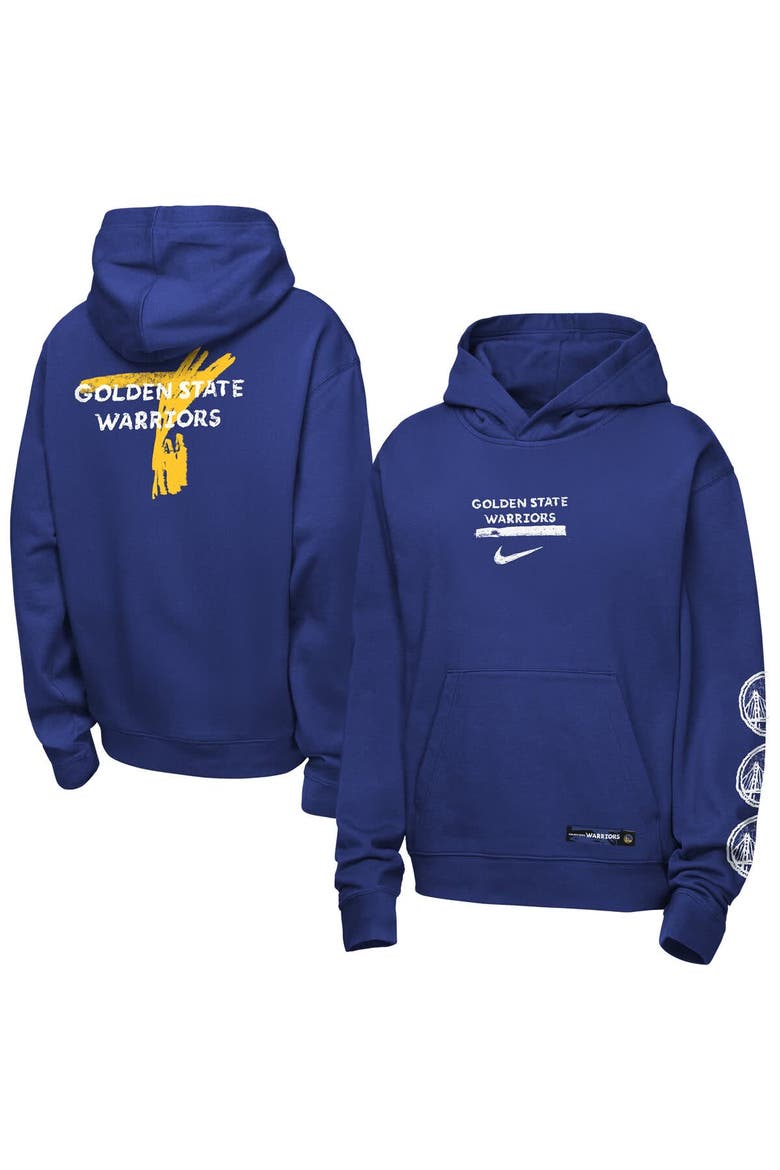 Youth Nike Royal Golden State Warriors Courtside Club Premiere Hoodie, Main, color, Royal
