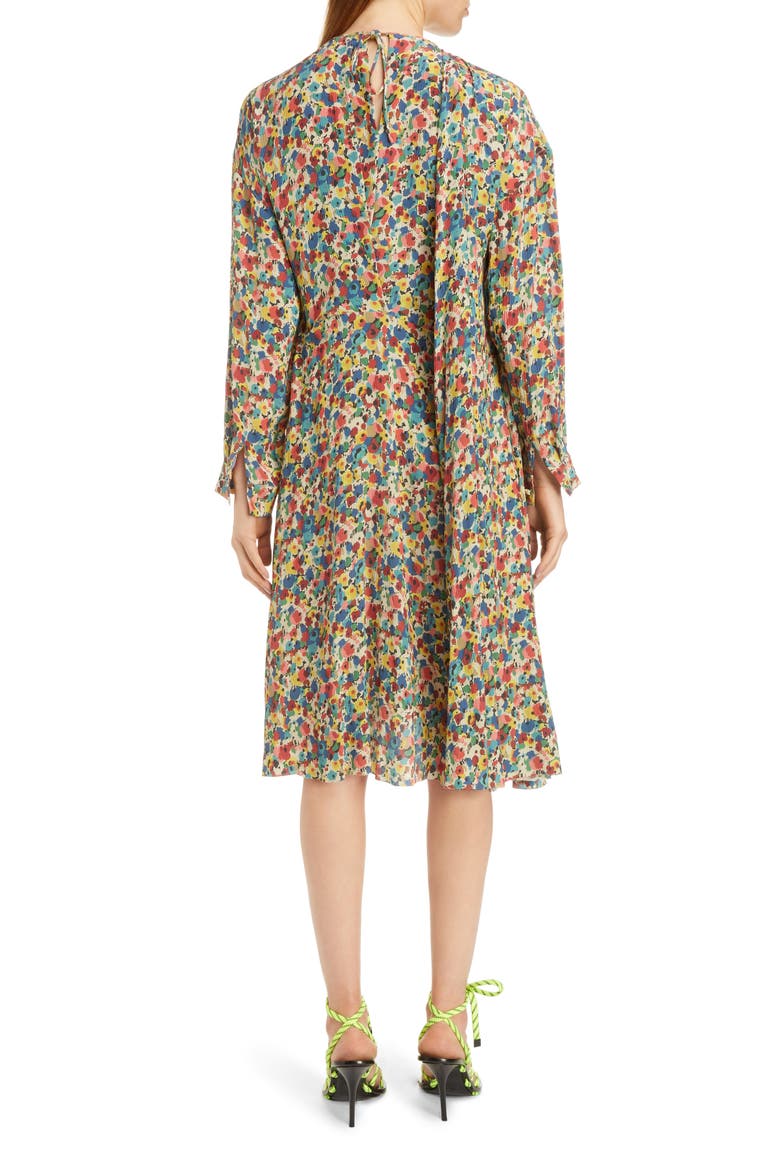 Floral Print Silk Dress, Alternate, color, MULTICOLOR