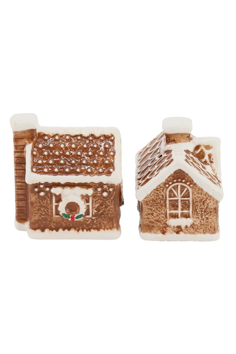 Ceramic Gingerbread House Salt and Pepper Shaker Set, Alternate, color, Brown