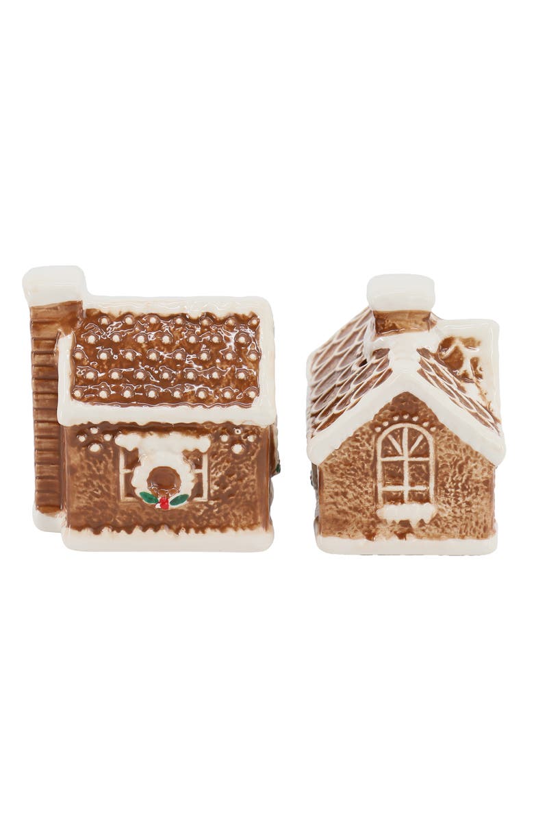MARTHA STEWART Ceramic Gingerbread House Salt and Pepper Shaker Set, Alternate, color, Brown