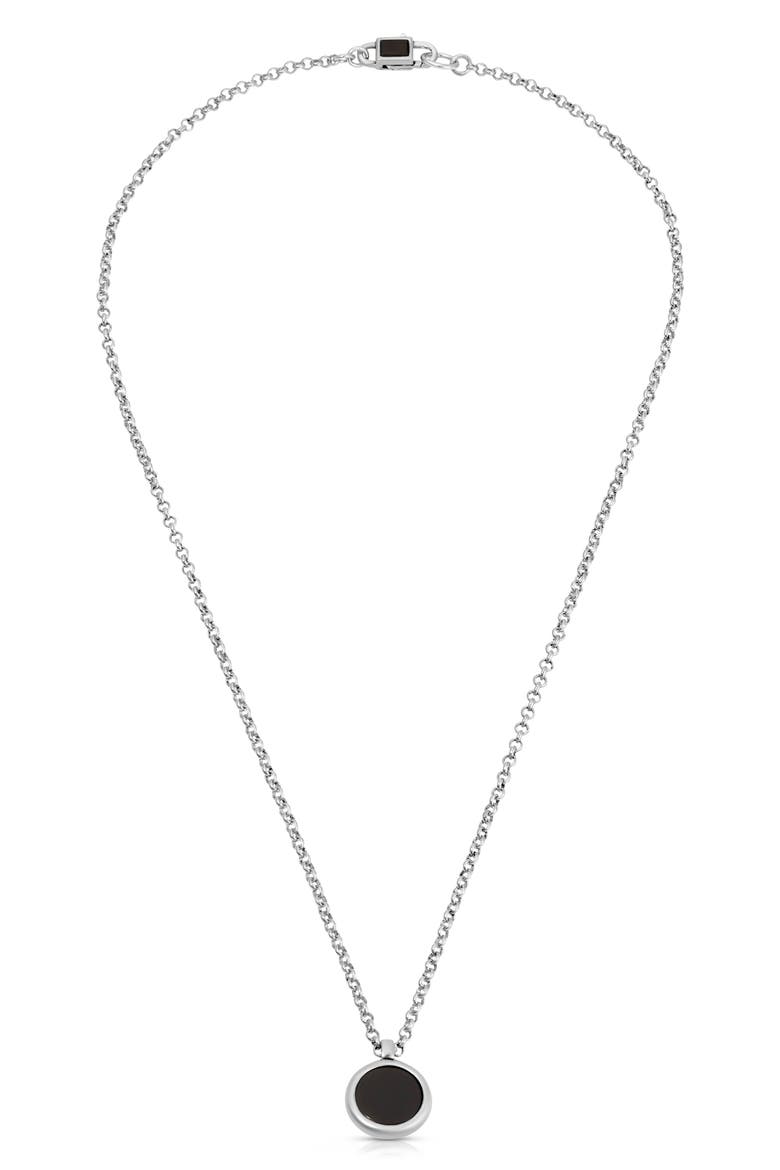 Circle Stone Onyx Pendant Necklace, Main, color, BLACK