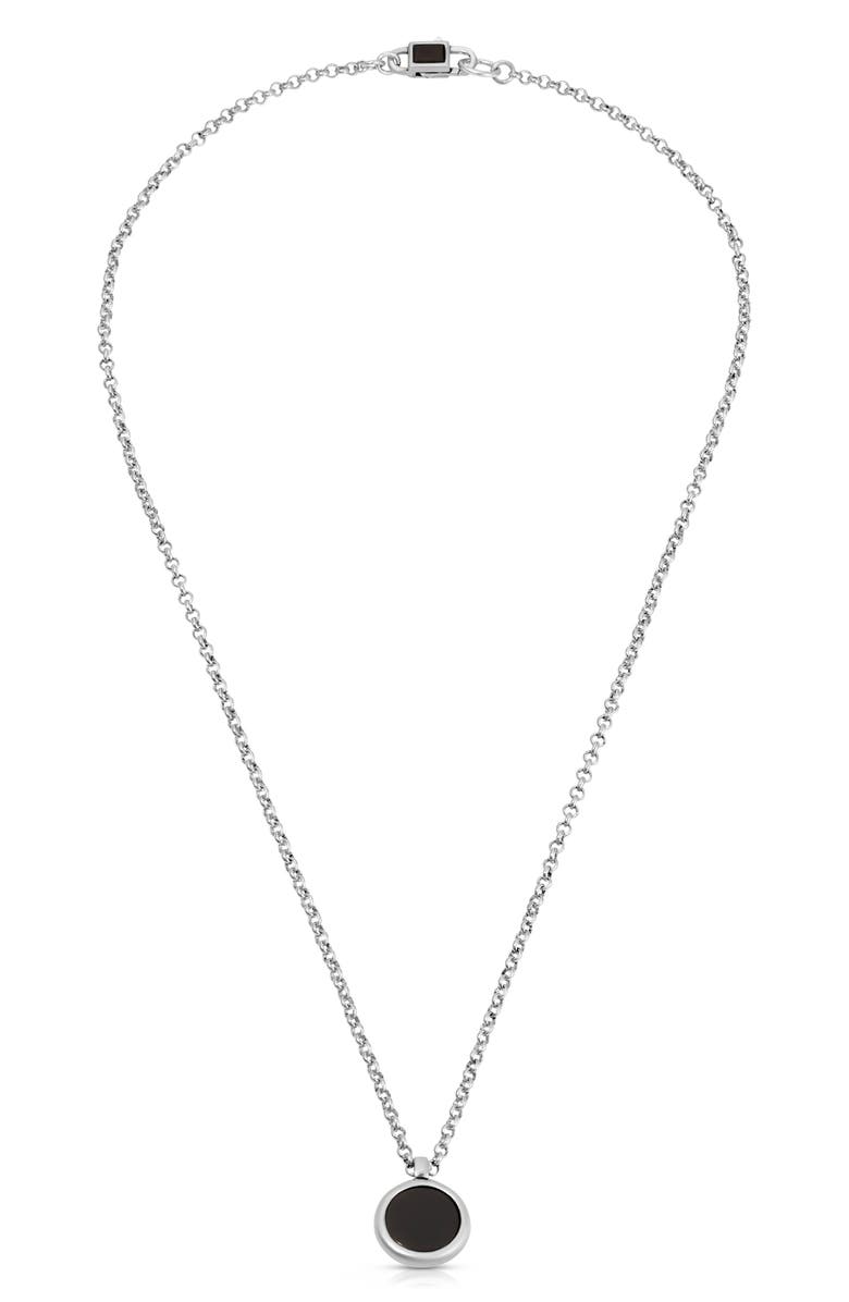 Mr. Ettika Circle Stone Onyx Pendant Necklace, Main, color, Black