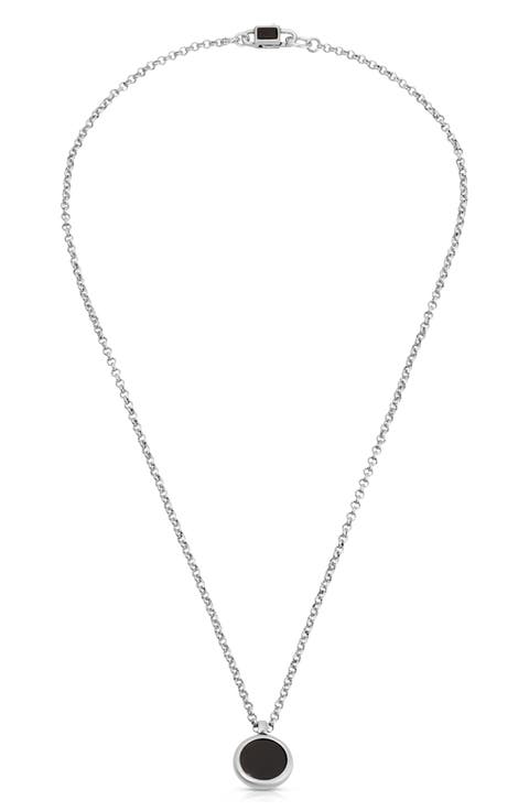 Circle Stone Onyx Pendant Necklace