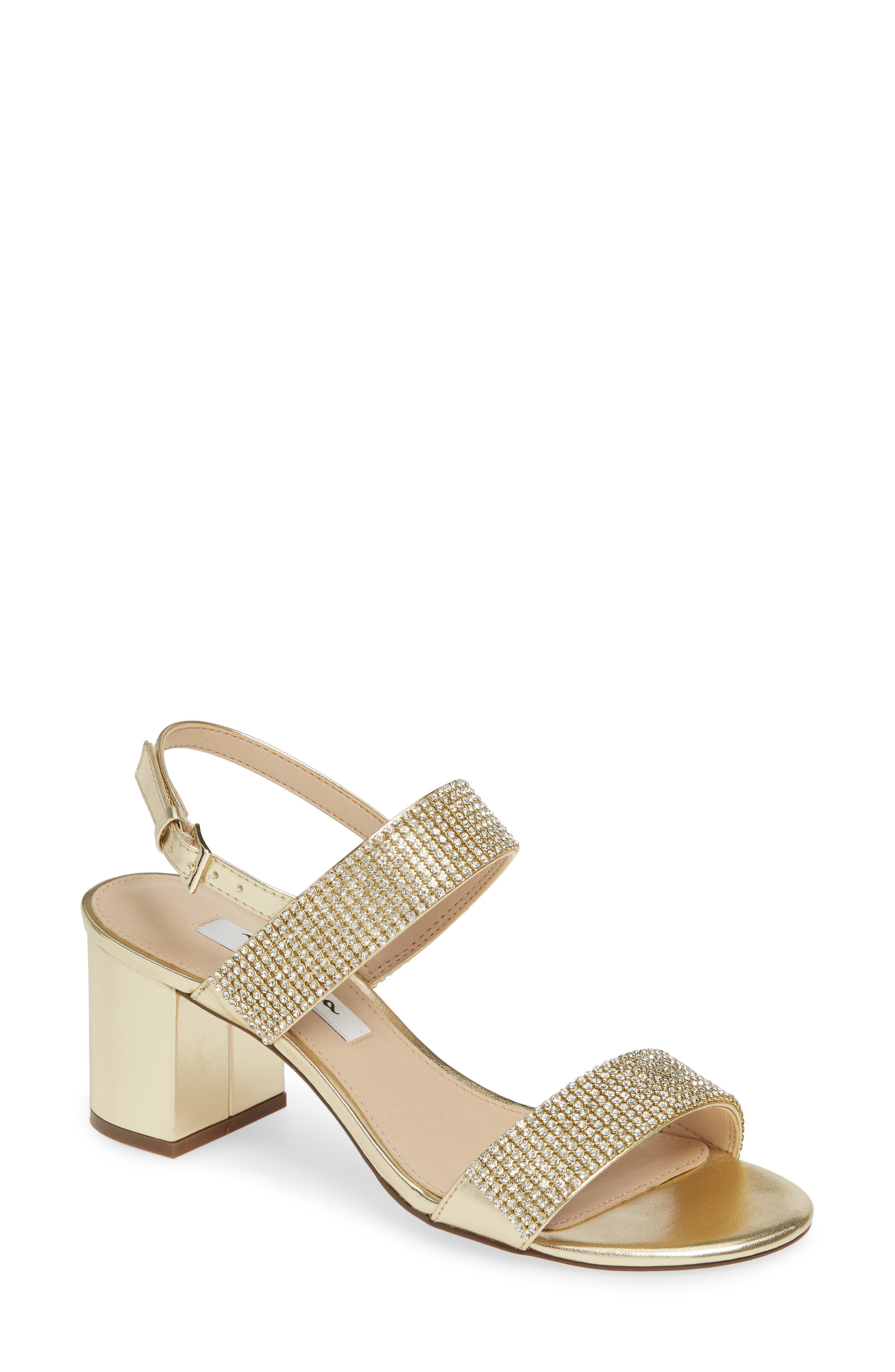 Naomi Crystal Embellished Sandal, Main, color, GOLD FAUX LEATHER