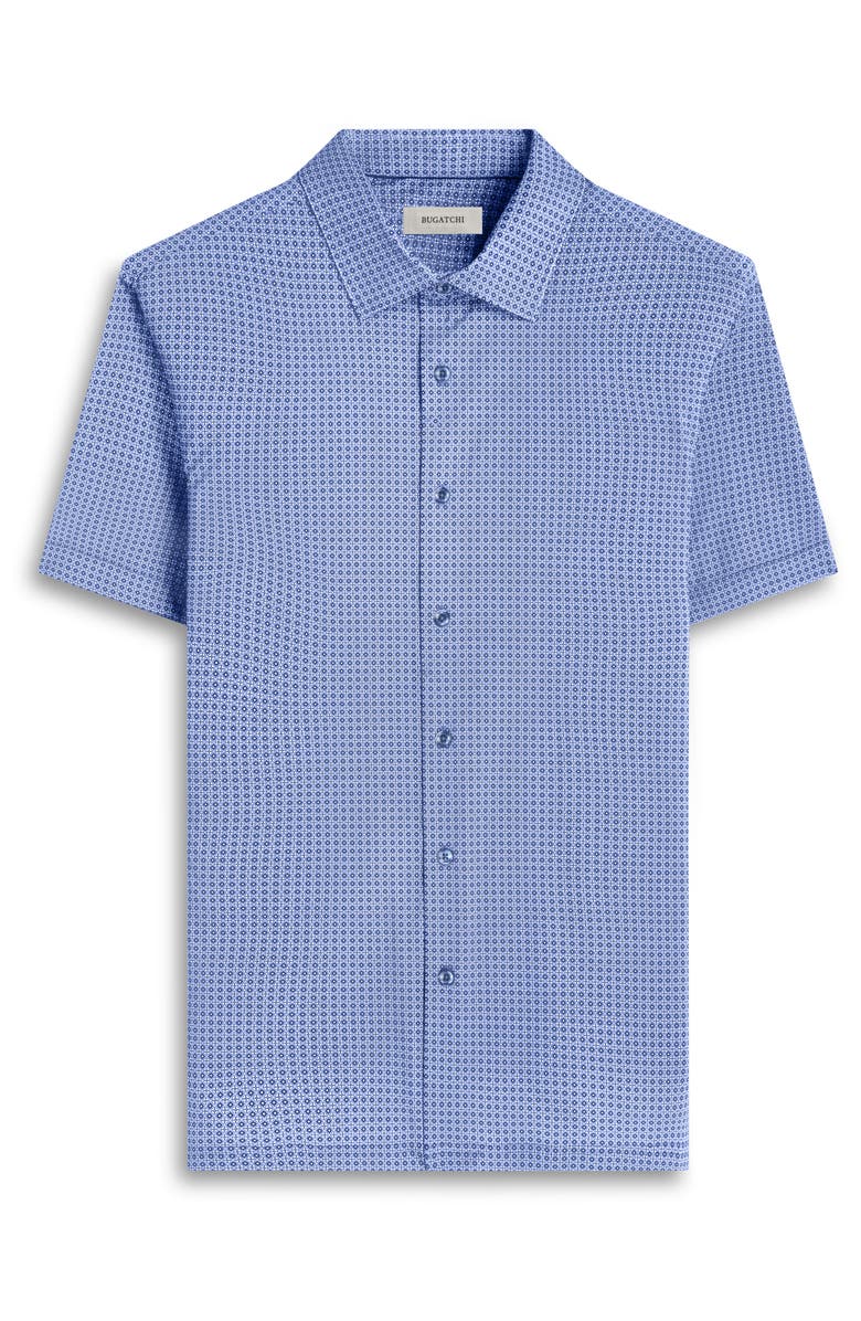 Bugatchi Milo OoohCotton<sup>®</sup> Print Short Sleeve Button-Up Shirt, Alternate, color, Cobalt
