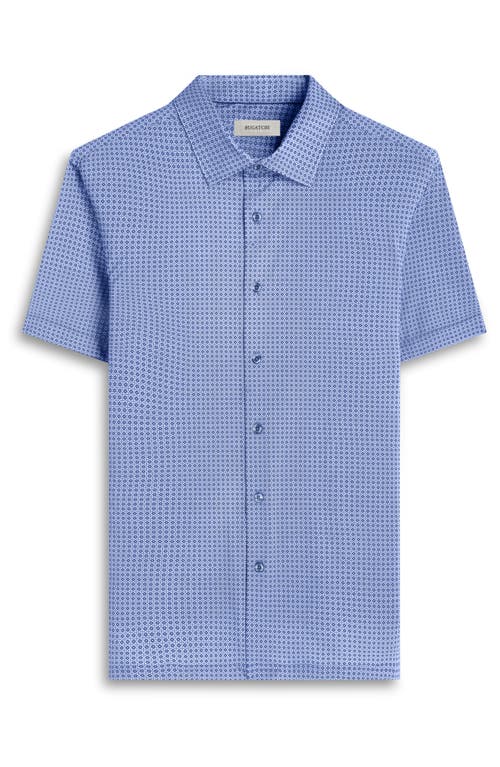 Bugatchi Milo Ooohcotton® Print Short Sleeve Button-up Shirt In Blue