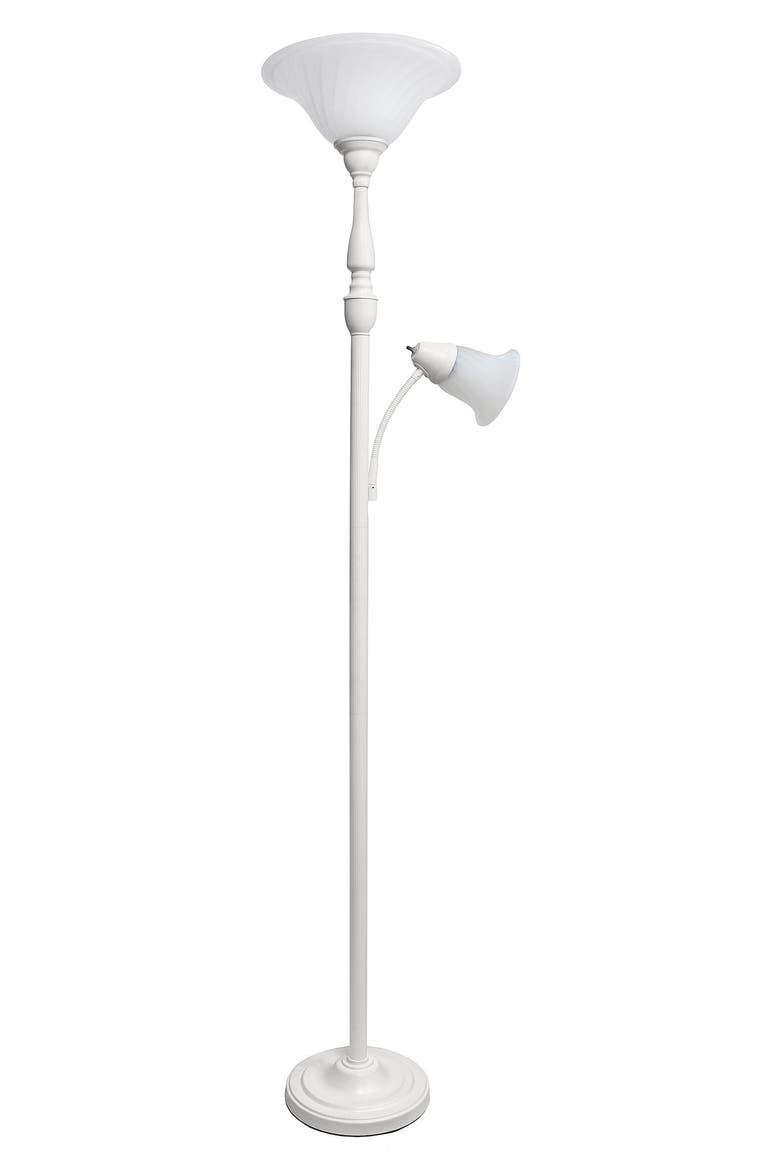 Torchiere Floor Lamp, Main, color, WHITE/ WHITE SHADES