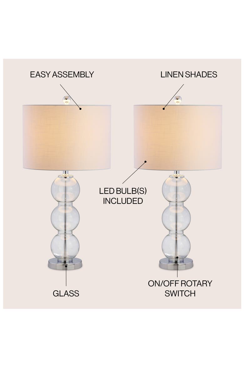 Bella 27" Glass Triple-Sphere LED Table Lamp, Alternate, color, Clear Silver